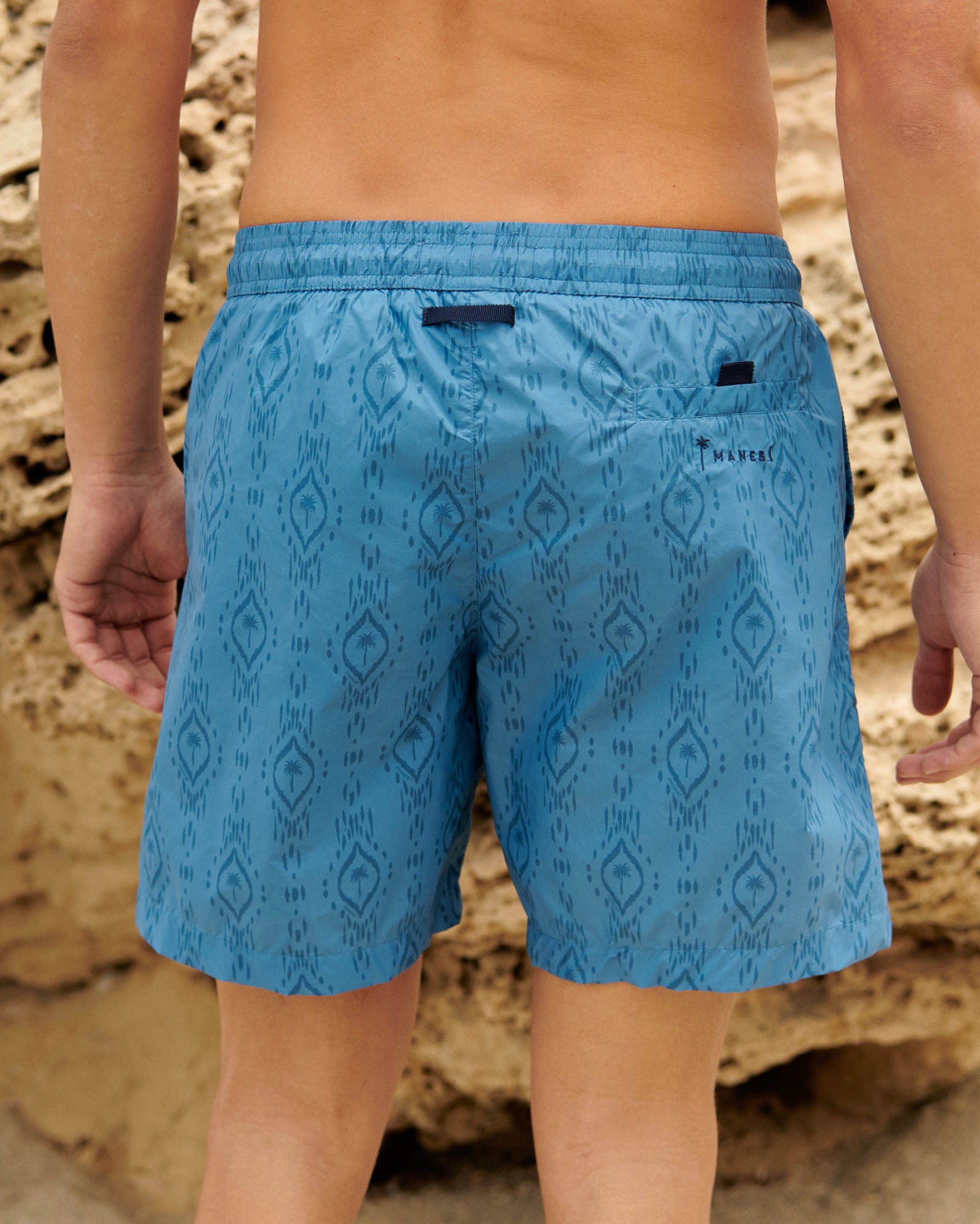Swim Shorts - Printed Recycled Ultra Light - Indigo Navy Ikat W Palm