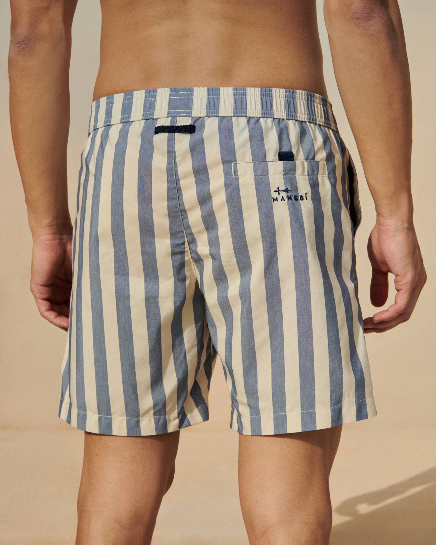 Swim Shorts - Cotton Touch - Navy Blue Macro Stripes