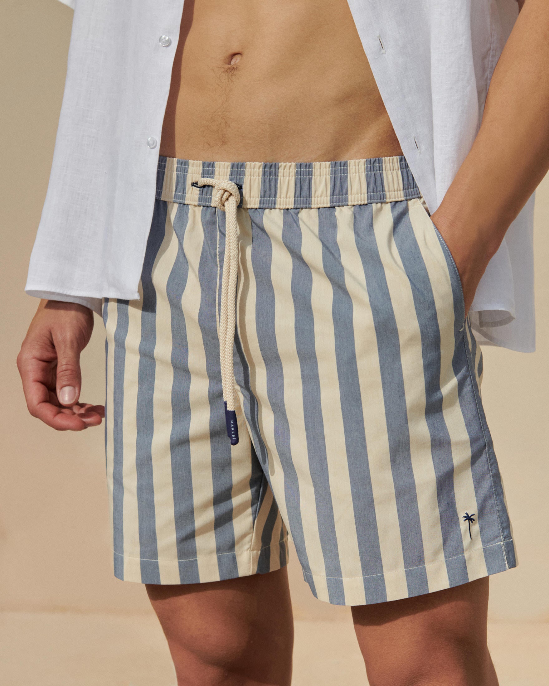 Swim Shorts - Cotton Touch - Navy Blue Macro Stripes