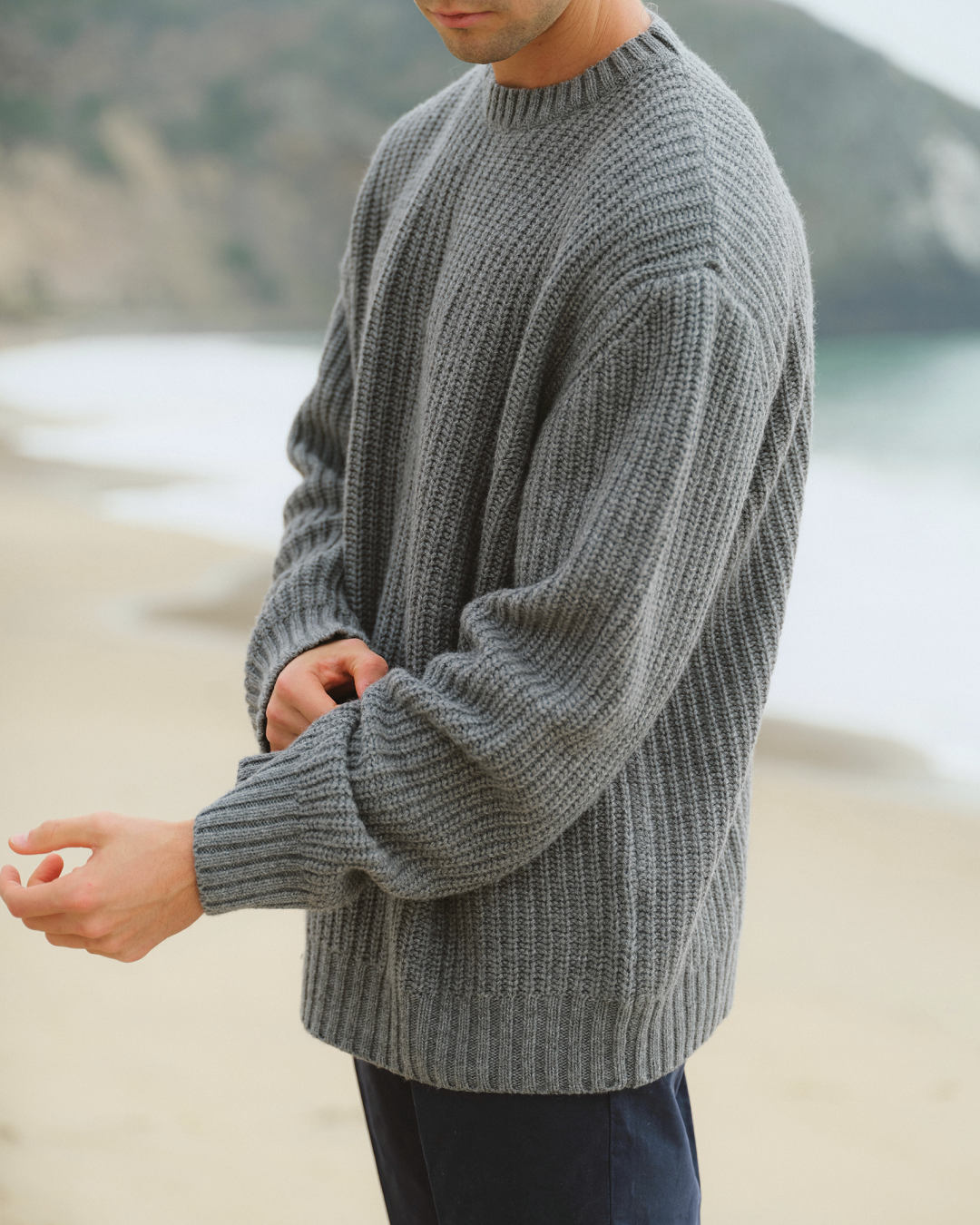 English Ribbed Sweater - Crewneck Ash Grey
