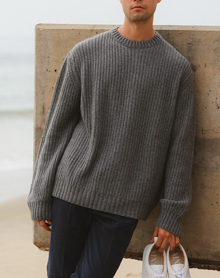 Manebí | Cashmere Blend Gstaad Sweater - Crewneck - Ash Grey