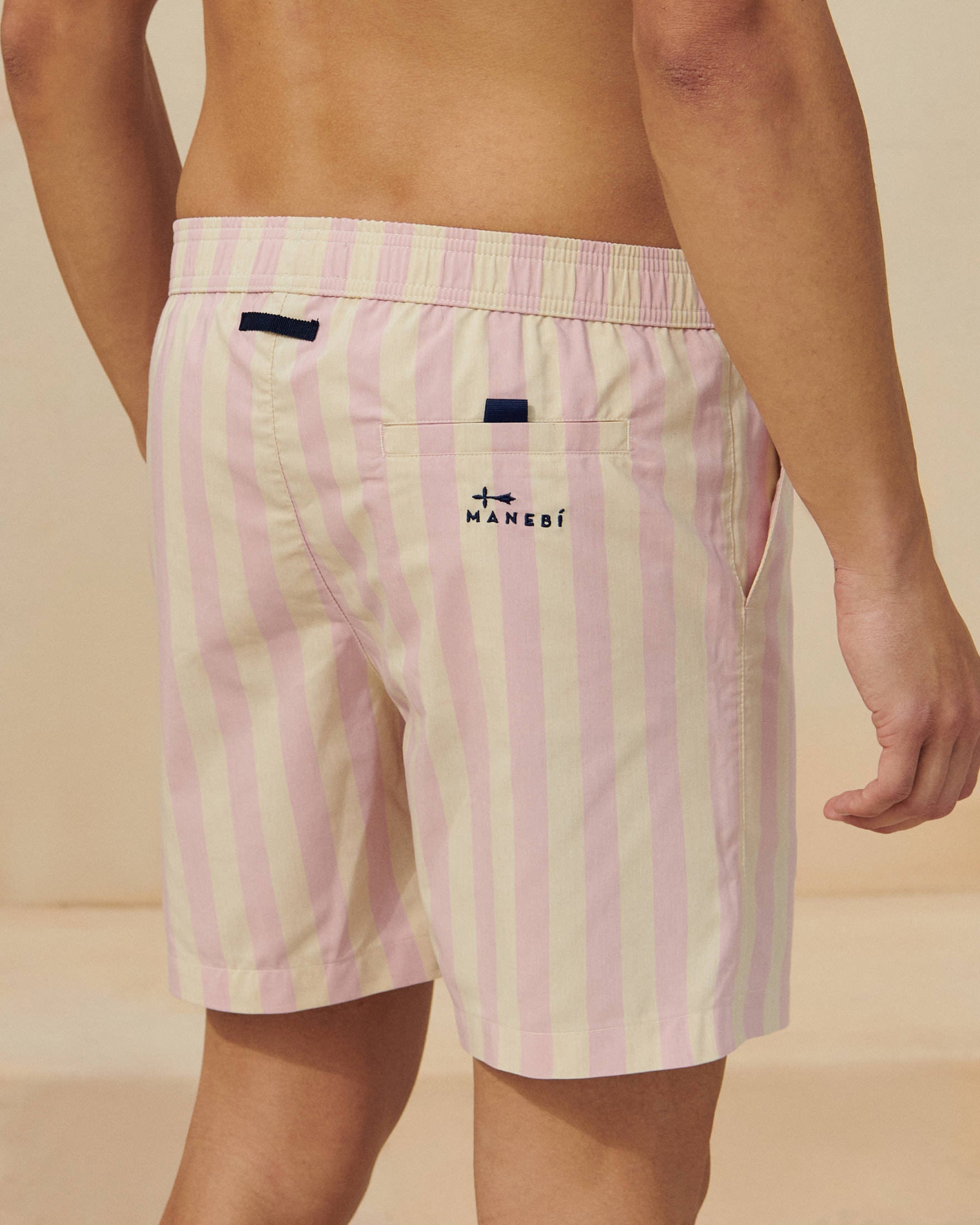Printed Swim Shorts - Macro Stripes - Antique Rose