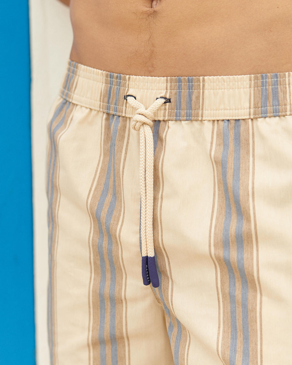 Printed Swim Shorts - Double Stripes - Navy Blue