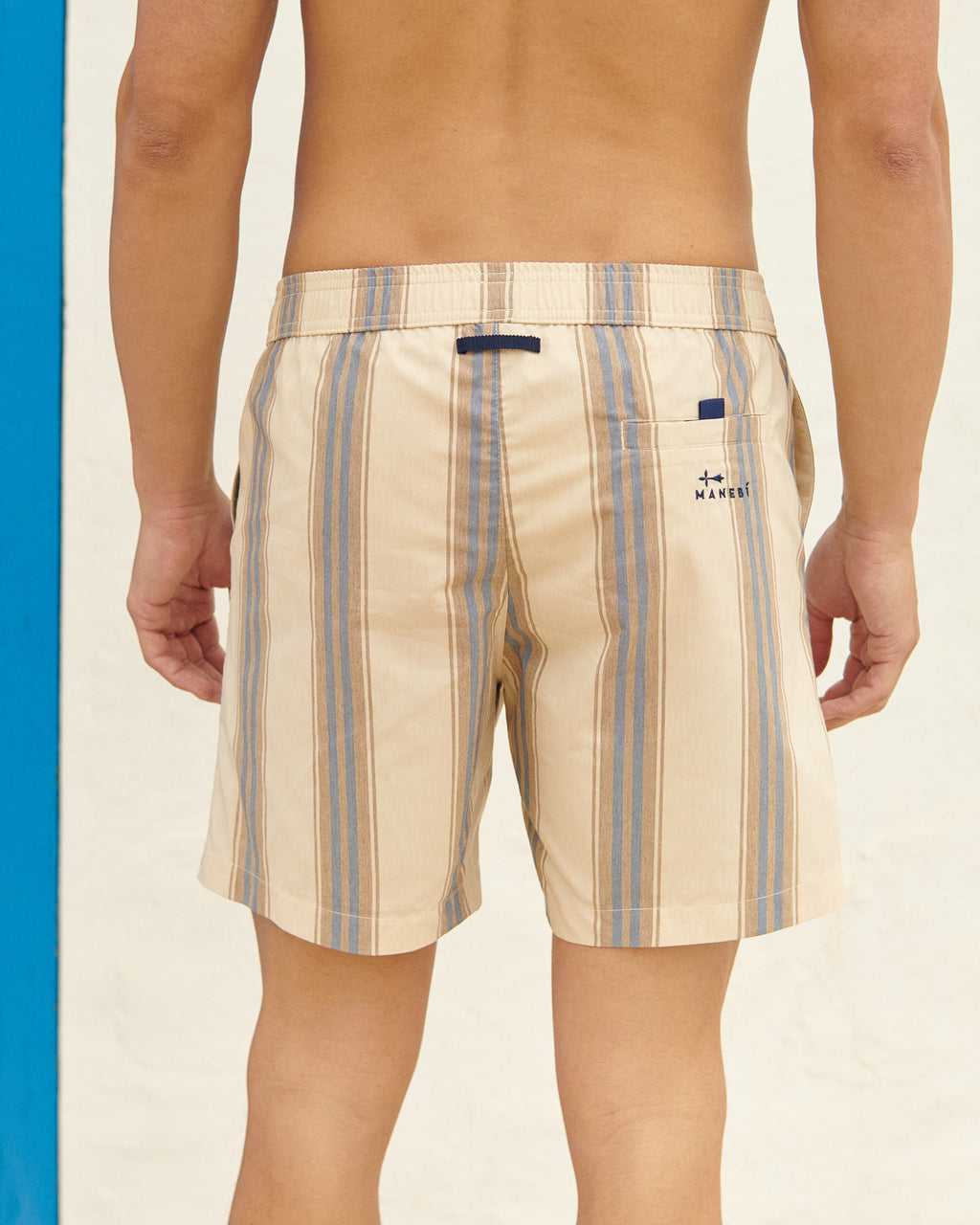 Printed Swim Shorts - Double Stripes - Navy Blue