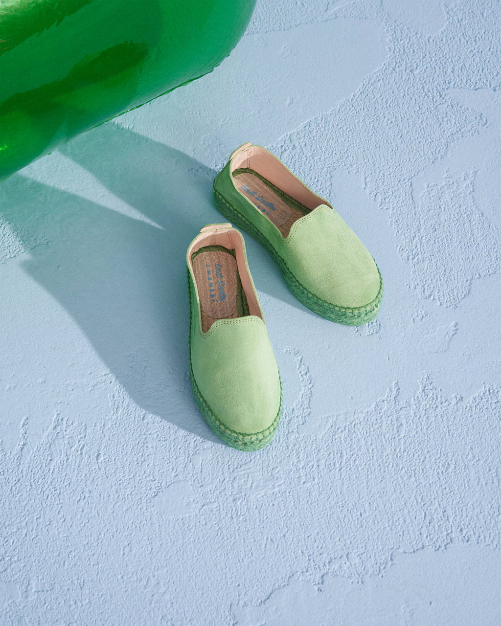 Suede Double Sole Espadrilles - Tone on Tone - Pastel Green