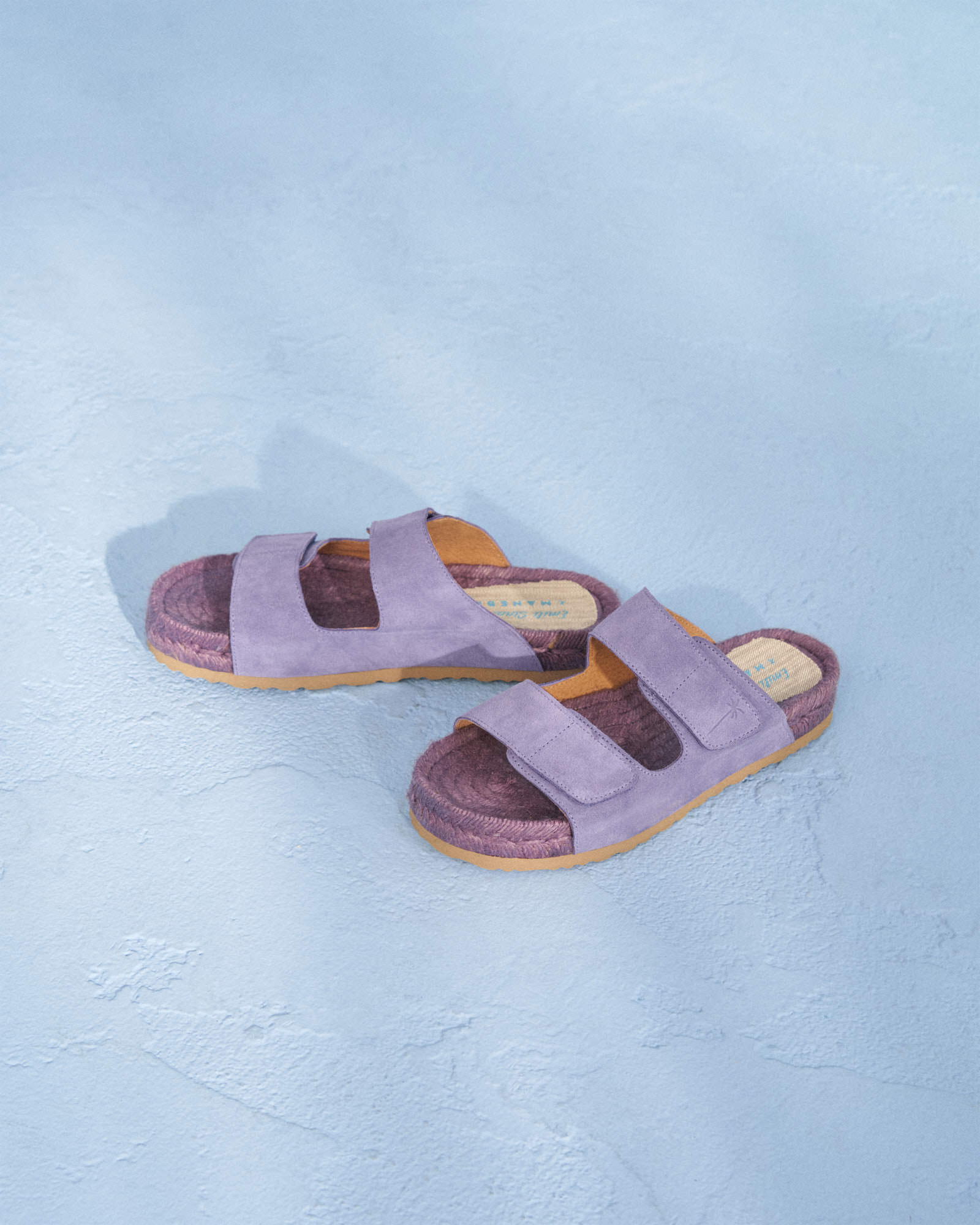 Suede Nordic Sandals - Touch Strap - Lavander On Tone
