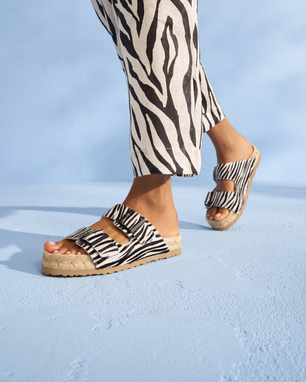 Calf Hair Nordic Sandals - Animalier - Zebra