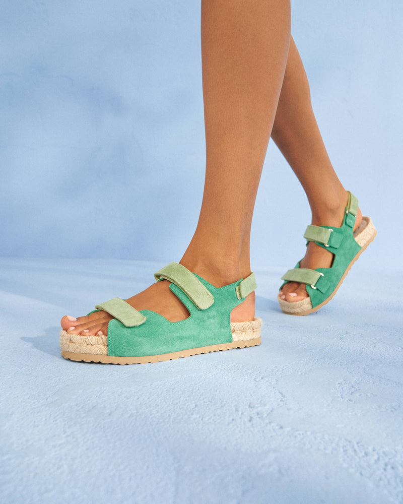 Suede Trekking Sandals - Pastel and Vitamin Green