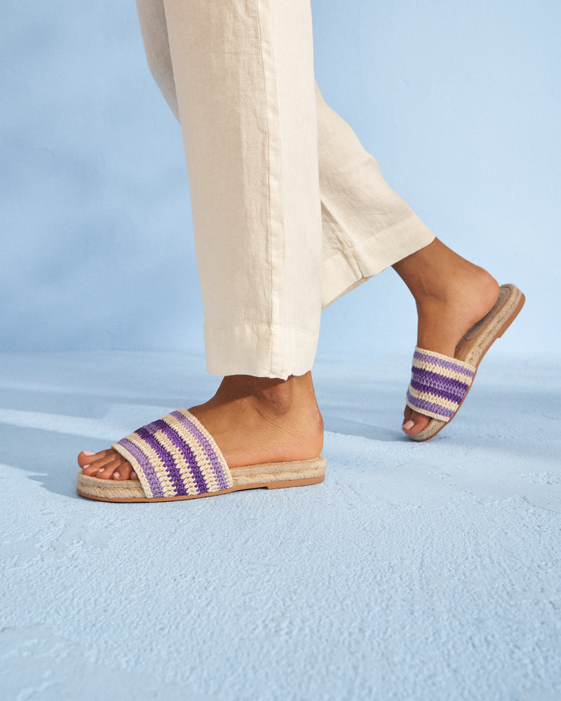 Cotton Crochet Jute Sandals - Lavander and Summer Purple