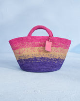Raffia and Pink Leather<br />Basket Bag Weaving | 