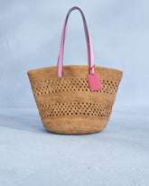 Raffia and Brown Leather<br />Basket Bag Weaving - Emili Sindlev x Manebí | 
