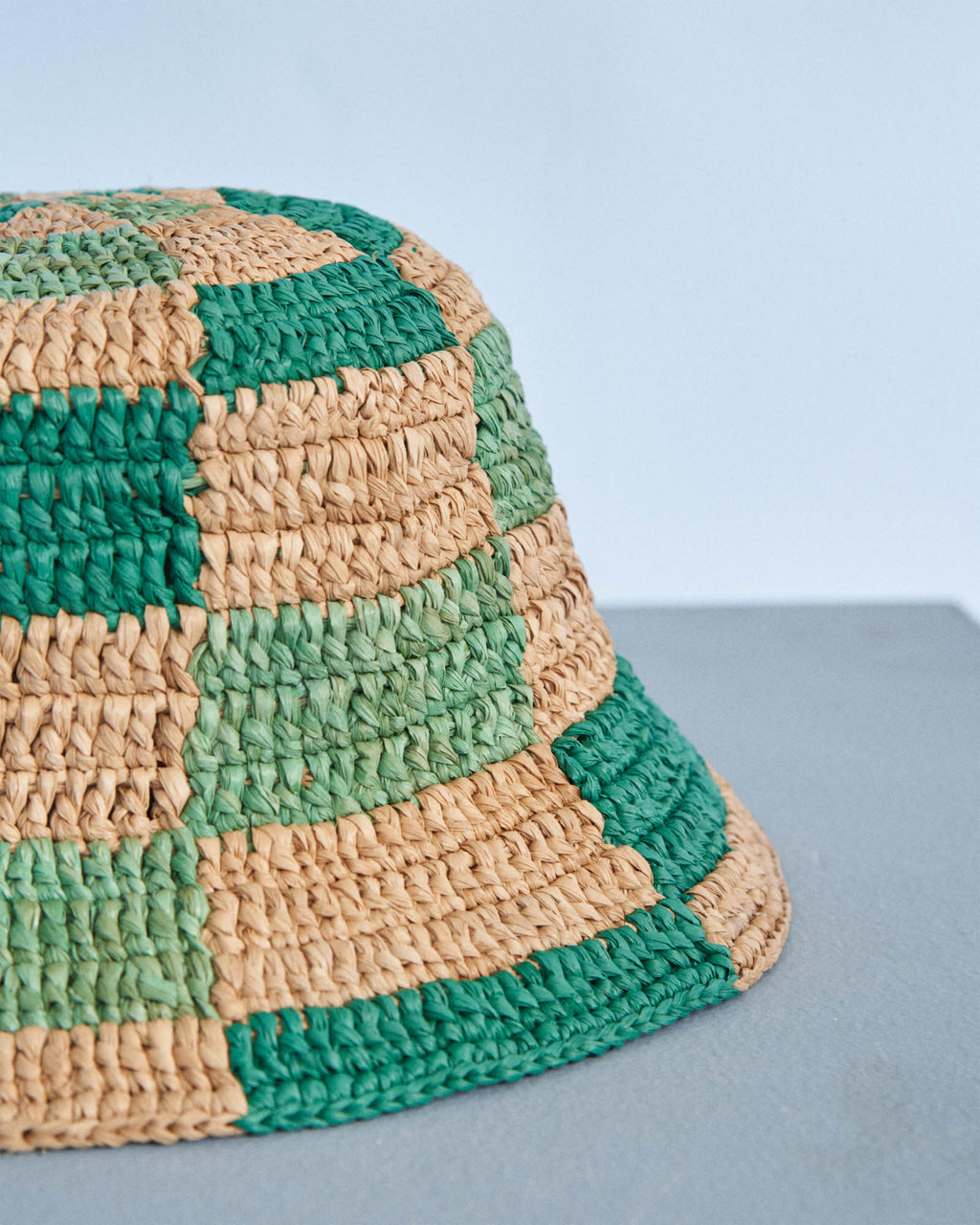 Raffia Bucket Hat - Embellished - Vitamin and Pastel Green Mix
