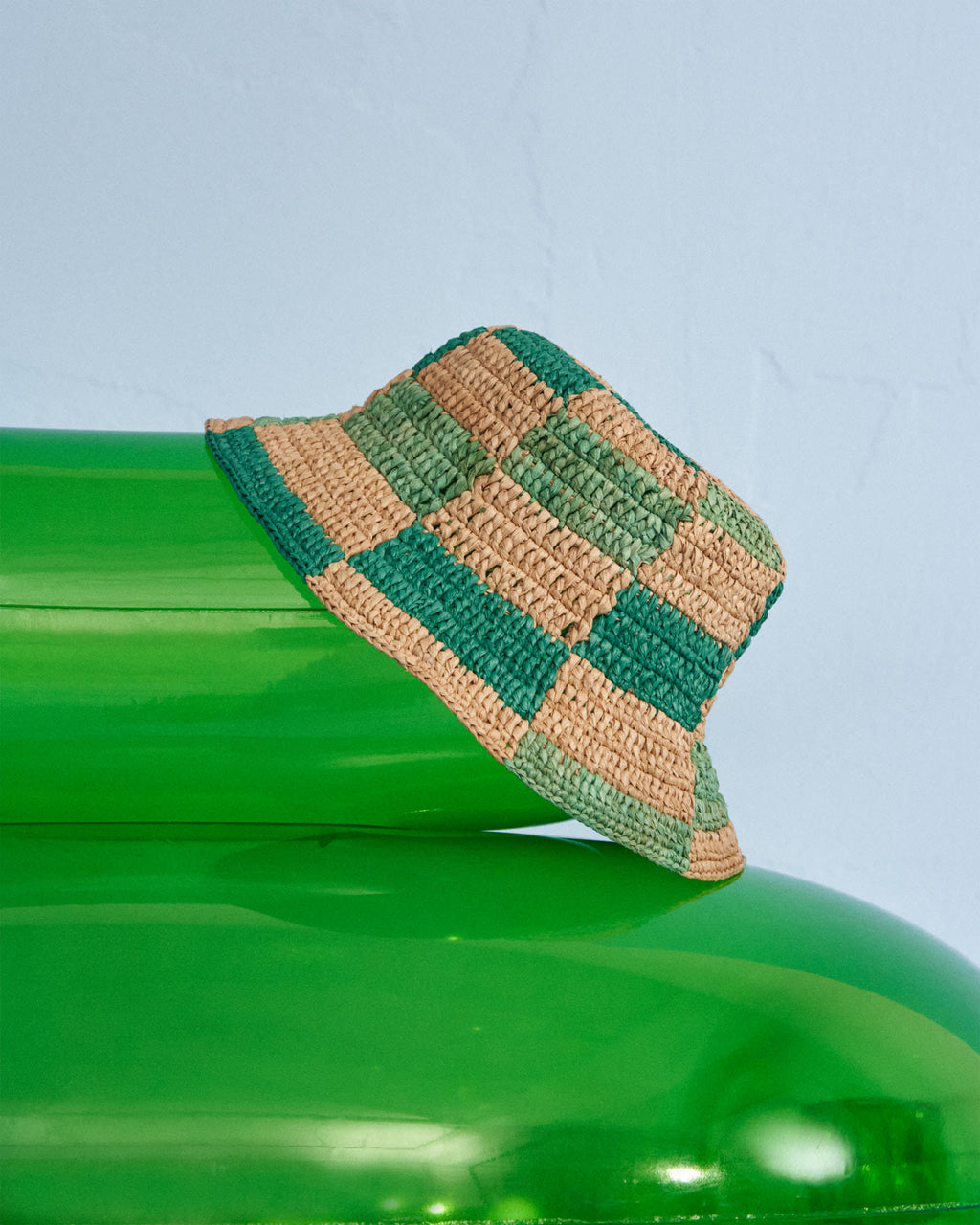 Raffia Bucket Hat - Embellished - Vitamin and Pastel Green Mix