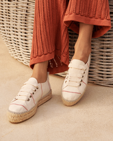 Woven Canvas<br />Lace-Up Espadrilles - Sneakers | 