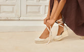 Cotton Crochet<br />Wedge Espadrilles - Women's Shoes | 