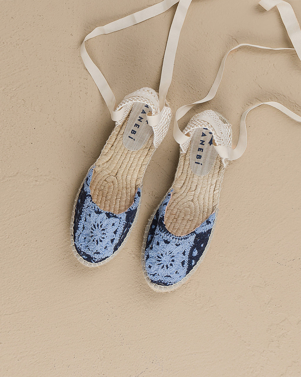 Cotton Crochet|Flat Valenciana Espadrilles - Indigo And Navy Blue