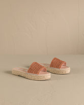 Raffia Stripes Double Sole Slides - Women’s Sandals | 