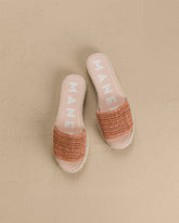 Raffia Stripes Double Sole Slides - Women’s Sandals | 
