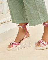 Dyed Cotton Wedge Espadrilles<br />With Knot | 