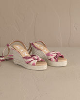 Dyed Cotton Wedge Espadrilles<br />With Knot - Women’s New Shoes | 