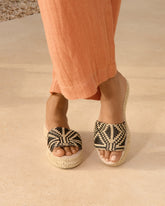 Raffia Pattern Double Sole Slides - Women’s Sandals | 