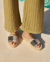 Silk And Cotton Patchwork<br />Double Sole Slides - Women’s Sandals | 
