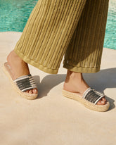 Silk And Cotton Patchwork<br />Double Sole Slides - Women’s Shoes | 