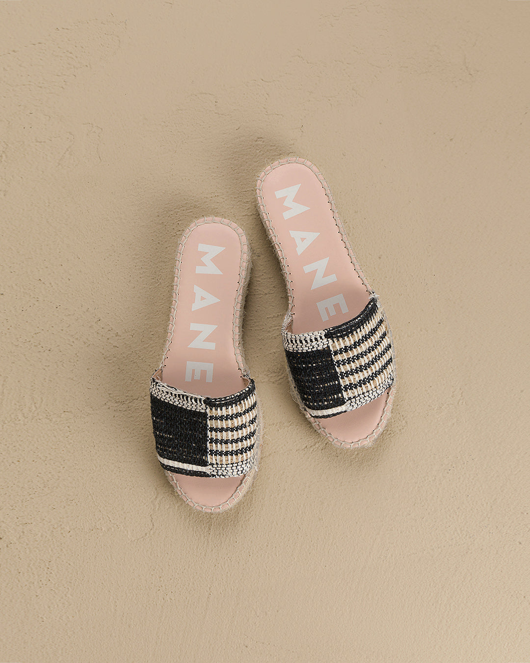 Silk And Cotton Patchwork|Double Sole Slides - Yucatán White Natural And Black