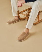 Mocassini Espadrillas<br />in Pelle Scamociata e Faux Fur - Collezione Autunno Inverno|Scarpe Uomo | 