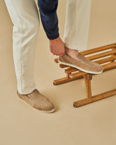 Mocassini Espadrillas<br />in Pelle Scamociata e Faux Fur - Collezione Autunno Inverno|Scarpe Uomo | 