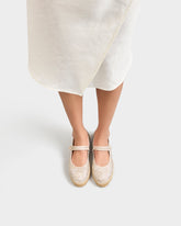 Lurex Cotton Flat Ballerina With Strap - Women's Shoes | 