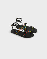 Sandali con Cinturino alla Caviglia in Pelle e Perline - Scarpe Donna | 