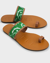Cotton Bandana & Leather Toe Ring Sandals | 