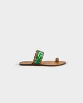 Cotton Bandana & Leather Toe Ring Sandals - Women's Shoes | 