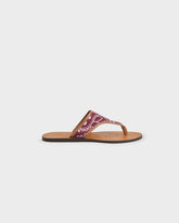 Cotton Bandana & Leather Thongs Sandals - Women's Shoes | 