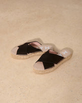 Suede Double Sole<br />Crossed Bands Sandals | 