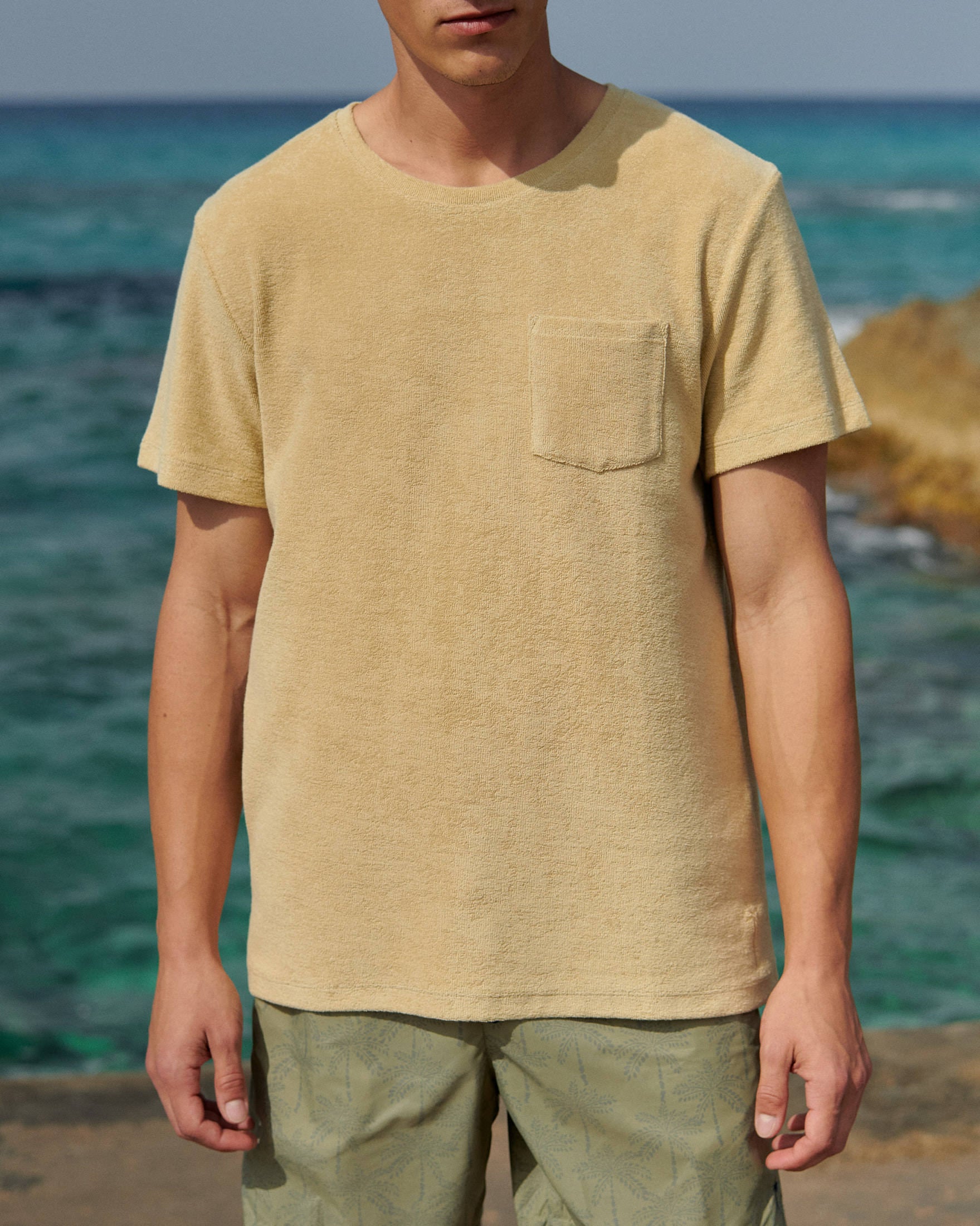 Manebí Organic Terry Cotton Emilio T-Shirt - Round-necked Sand