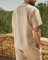 Washed Linen Havana<br />Camp-Collar Shirt - Collezione Uomo | 