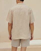 Washed Linen Havana<br />Camp-Collar Shirt | 