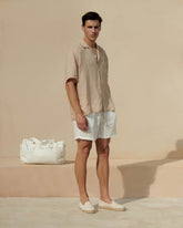 Washed Linen Havana<br />Camp-Collar Shirt - Men's Collection | 