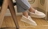 Mocassini Espadrillas<br />in Pelle Scamosciata e Faux Fur - Scarpe | 