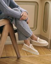 Suede Loafers Espadrilles With Faux Fur - Women's Collection | 