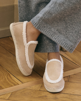 Suede Loafers Espadrilles With Faux Fur - Women's Collection | 