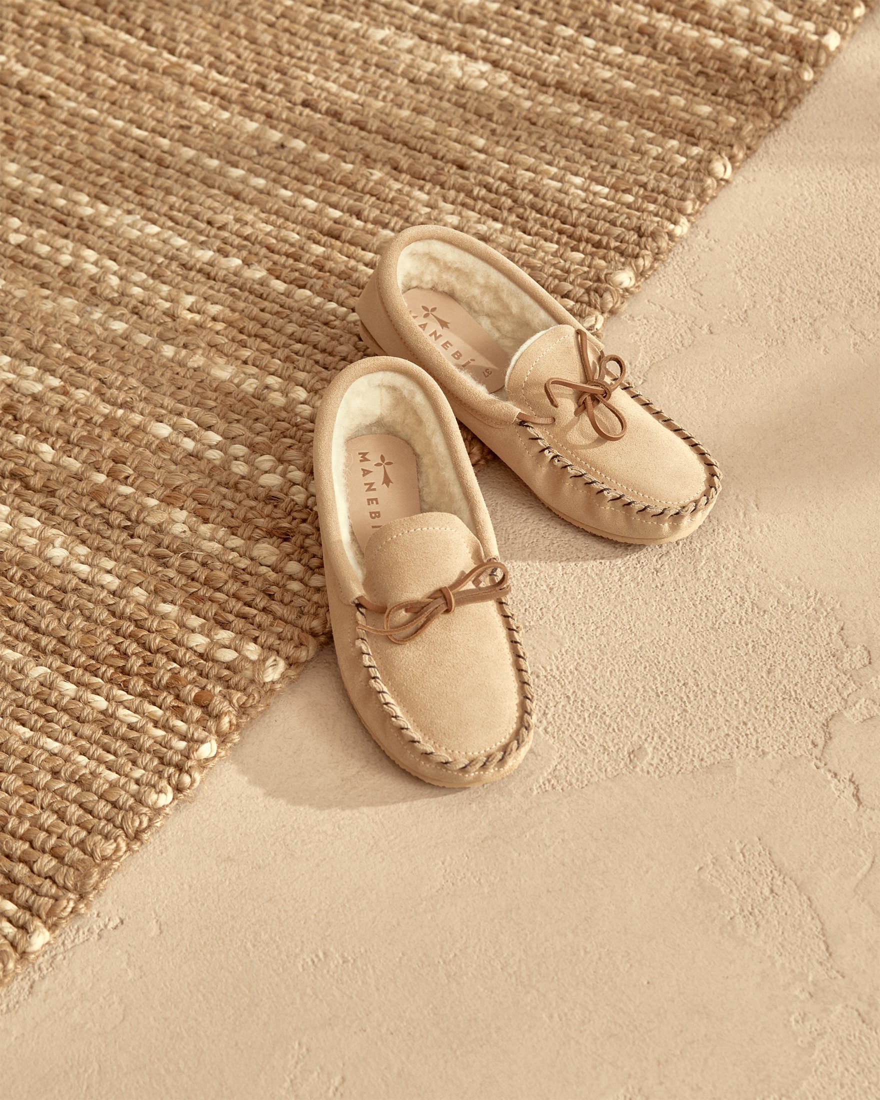 Suede And Wool Moccasins - Champagne Beige