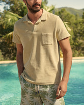 Organic Terry Cotton|Olive Polo Shirt - Short Sleeves Sand | 