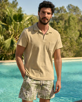 Organic Terry Cotton|Olive Polo Shirt - Short Sleeves Sand | 