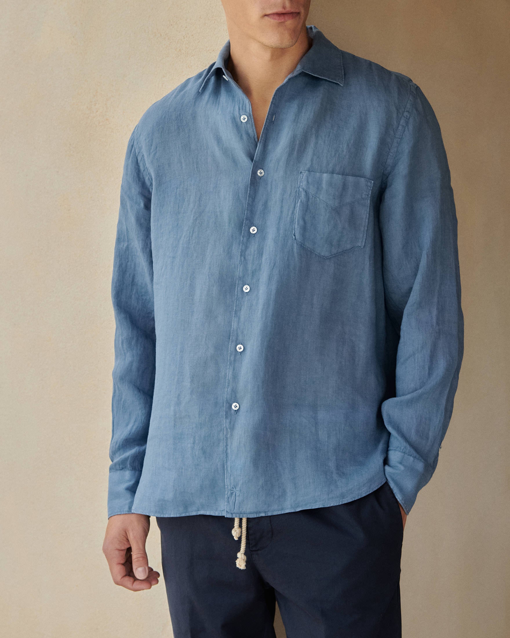 Panama Shirt - Linen - Navy Blue
