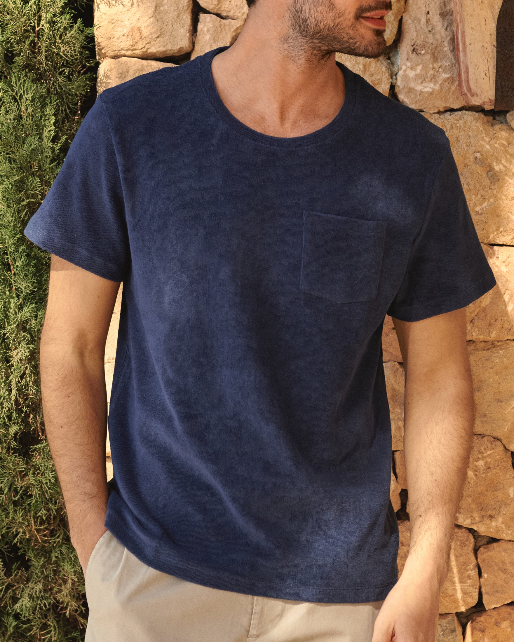 Manebí Organic Terry Cotton Emilio T-Shirt - Navy