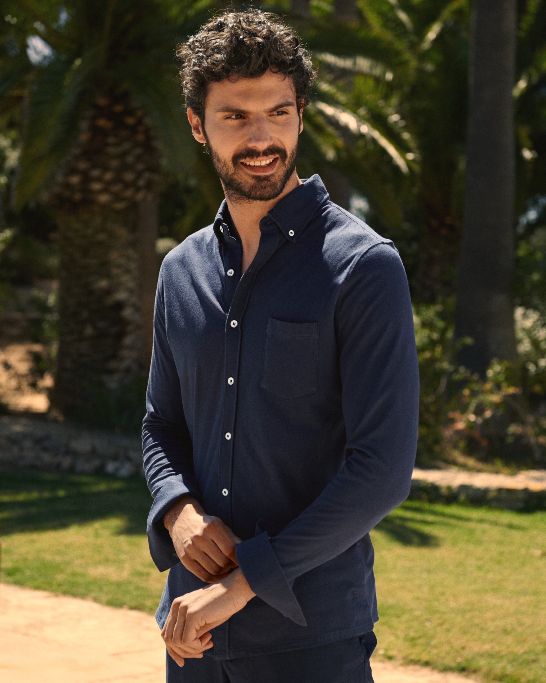 Manebí Organic Cotton Pedro Shirt - Long Sleeves Navy