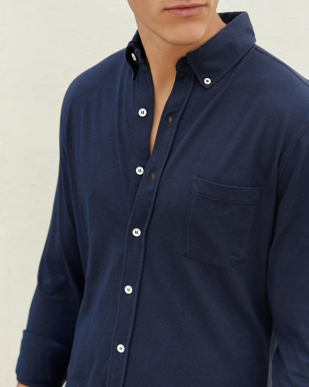 Organic Cotton Pedro Shirt - Long Sleeves - Navy